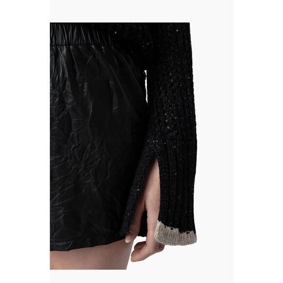 Zadig & Voltaire Halty Weco Cashmere Blend Open Knit Top in Noir S - Picture 4 of 6